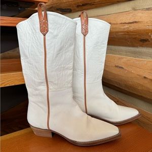 Free People - We The Free - White leather cowboy boots